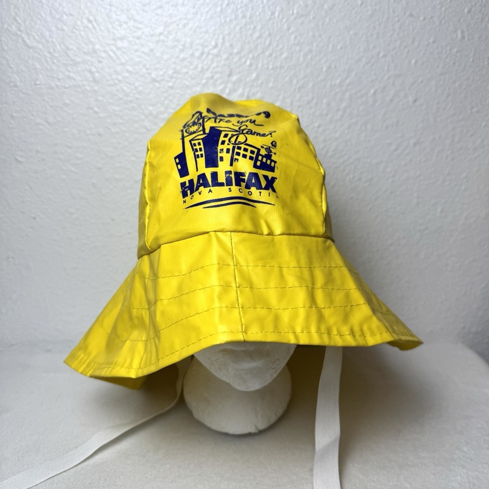 Vintage Yellow Sou'wester Rain Hat NASPL 99 Halifax Nova Scotia Fisherman Cap